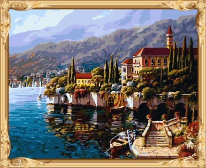 GX7409 wooden frame coloring by numbers hot art landscape oil painting for home decor