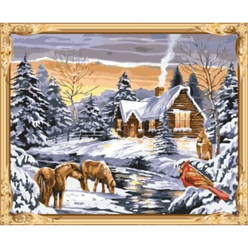 GX7417 paint by numbers hot photo snow landscape canvas oil painting for wall art