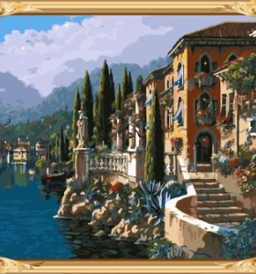 GX7407 wooden frame coloring by numbers landscape oil painting for home decor