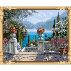 Gx7408 marco de madera para colorear by números caliente pintura al óleo del paisaje de la decoración del hogar