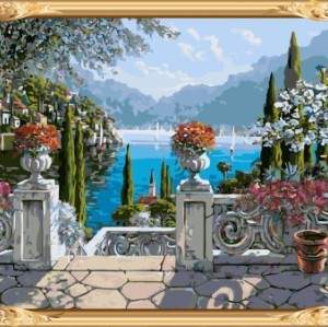 GX7408 wooden frame coloring by numbers hot landscape oil painting for home decor