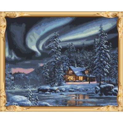 Gx7428 pintar sus propios lienzo nieve noche diy pintura al óleo by números para liveing room decor