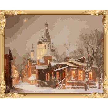 GX7356 yiwu wholesales snow ciy landscape diy painting by numbers on canvas