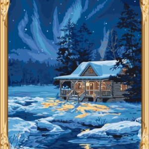 GX7415 paint by numbers snow night landscape canvas oil painting for wall art