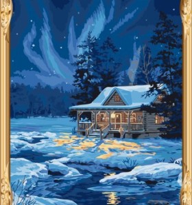 Gx7415 pintura by números de nieve la noche pintura al óleo del paisaje pared arte