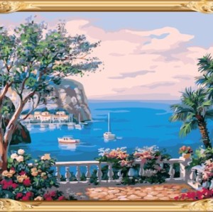 GX7420 paint by numbers kits seascape oil painting for wall art