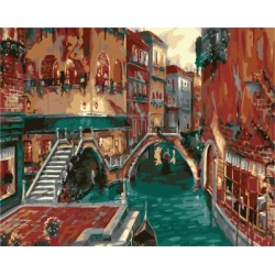 Ciudad paisaje marco de madera de la lona by número para sala de estar decoración GX7229