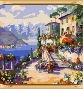 pre printed canvas to paint landscape painting by numbers kits for bedroom decor GX7555
