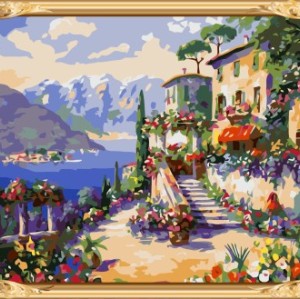 pre printed canvas to paint landscape painting by numbers kits for bedroom decor GX7555
