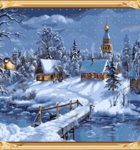 Gx 7612 farbe durch zahlen schnee Nacht-Landschaft kunst für das wohnzimmer dekor
