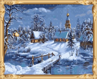 GX 7612 color by numbers snow night landscape art for living room decor