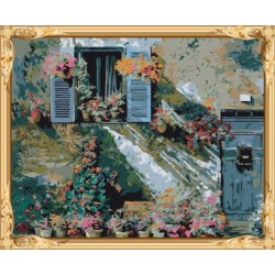 blume haus leinwand diy malerei Auslosung durch Nummer für wohnkultur gx7327