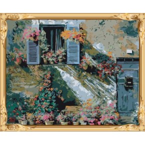 blume haus leinwand diy malerei Auslosung durch Nummer für wohnkultur gx7327