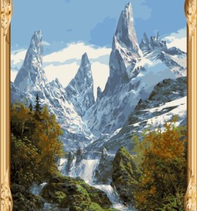 gx7365 Bild von Zahlen schnee Mountain naturel Landschaft leinwand diy Ölmalerei für Wohnzimmer dekor
