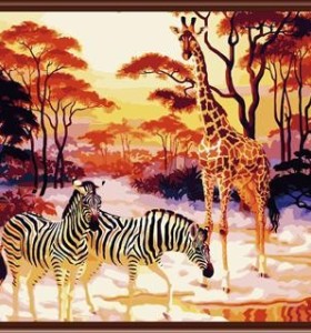 Gx6034 zebra giraffe pintura al óleo digital en la lona para el dormitorio decoración