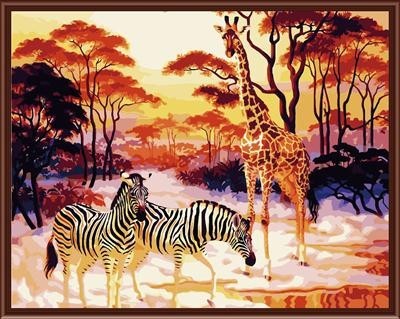 GX6034 zebra giraffe digital oil painting on canvas for bedroom decor