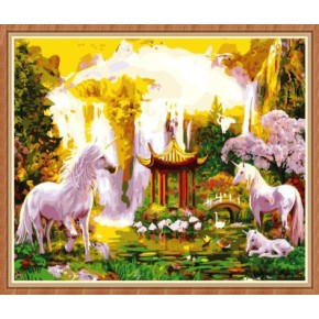 Einhorn färbung von Zahlen mit holzrahmen gx7796