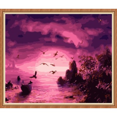 Sunset seascape paintboy pintura diy by números para ventas al por mayor GX7790