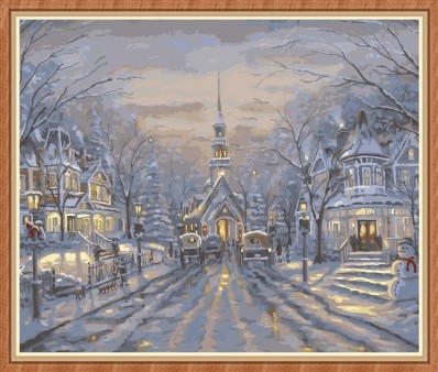 snow cityscape oil paintings by numbers for wholesale GX7843