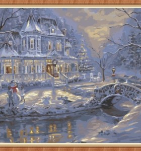 Artes artesanía paisaje de nieve para colorear by números para la decoración casera GX7836