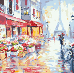 GX7959 raining paris paint by number kits oil painting for home decor