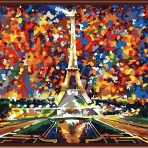 wooden frame abstract canvas oil painting by numbers with paris design GX6386