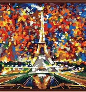 wooden frame abstract canvas oil painting by numbers with paris design GX6386