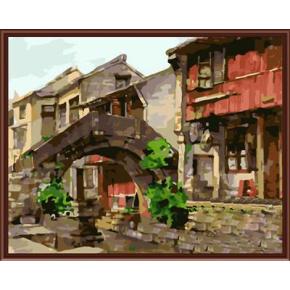 Abstracto chino paisaje de la aldea cnvas pintura al óleo handmaded pintura por números GX6759 2015 fctory nuevo diseño