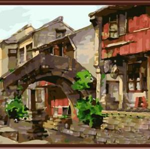 abstract chinese village landscape cnvas oil painting handmaded painting by numbers GX6759 2015 fctory new design