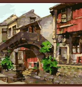 Abstracto chino paisaje de la aldea cnvas pintura al óleo handmaded pintura por números GX6759 2015 fctory nuevo diseño