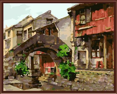 abstract chinese village landscape cnvas oil painting handmaded painting by numbers GX6759 2015 fctory new design