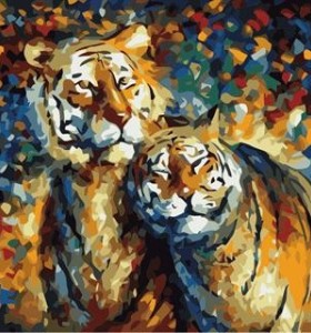 Tigre abstracto pintura al óleo by números en la lona GX6910