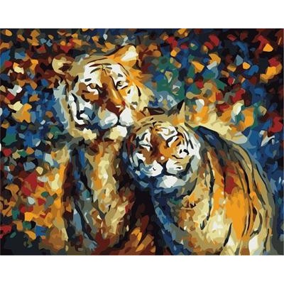 Tigre abstracto pintura al óleo by números en la lona GX6910