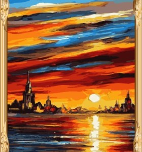 GX 7625 abstract acrylic sunset seascape paintings for home decor