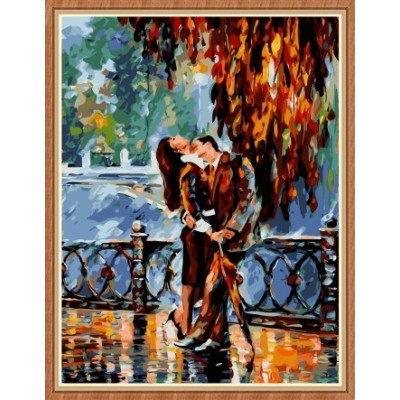 Kuss in regen abstrakten Öl malen nach zahlen für den großhandel gx7863