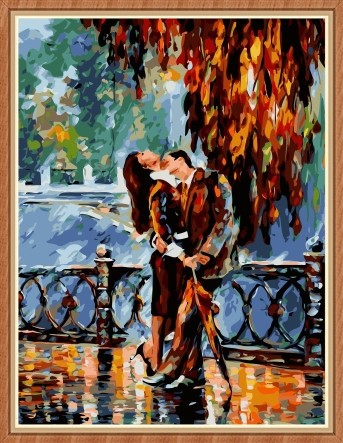 kiss in rain abstract oil painting by numbers for wholesale GX7863