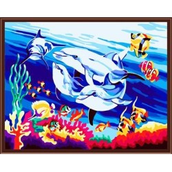 Diy pintura al óleo by números para el dormitorio paisaje marino dolphin imagen venta al por mayor caliente de fotos GX6072