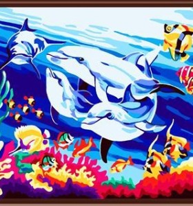 Diy pintura al óleo by números para el dormitorio paisaje marino dolphin imagen venta al por mayor caliente de fotos GX6072