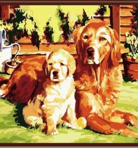 factory new canvas oil painting art ,diy oil painting by numbers, wholesales yiwu factory new dog design