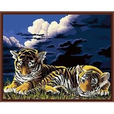 SGS CE yiwu manufactor hand painted DIY digital oil painting by numbers tiger design