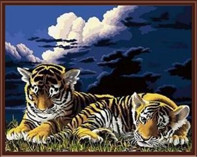 SGS CE yiwu manufactor hand painted DIY digital oil painting by numbers tiger design