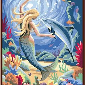 seascape mermaid canvas oil painting factory hot selling painting GX6473 painting by numbers angel picture