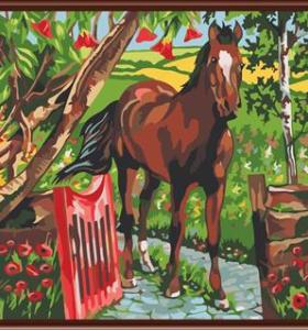nature landscape coloring by numbers kit handmaded painting animal picture GX6520 horse picture