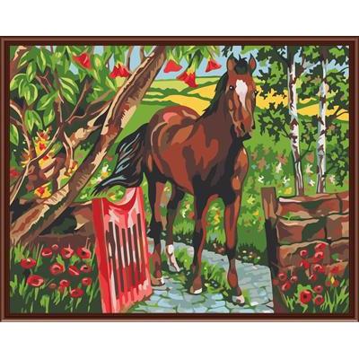 nature landscape coloring by numbers kit handmaded painting animal picture GX6520 horse picture