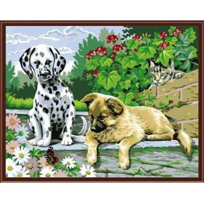 tier hund leinwand Öl malen nach zahlen handbemalte großhandel neues design gx6479