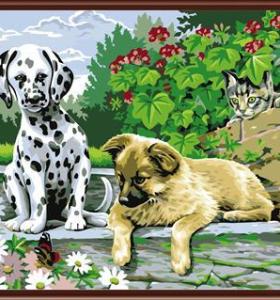 Perro animal pintura al óleo by números pintado a mano ventas al por mayor nuevo diseño GX6479