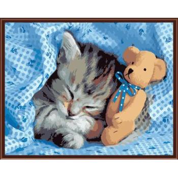 coloring by numbers kit handmaded painting GX6259 animal cat and bear photo