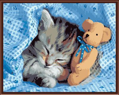 coloring by numbers kit handmaded painting GX6259 animal cat and bear photo