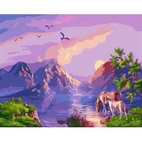 Sonnenuntergang Landschaft Öl leinwand malen nach zahlen gx6645 malen Junge en71-123, ce