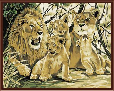 nature landscape coloring by numbers kit handmaded painting lion design animal picture GX6519